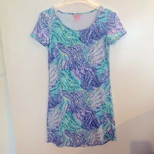 LILLY PULITZER Fern Coral Print Short Sleeve Shift DRESS XXS